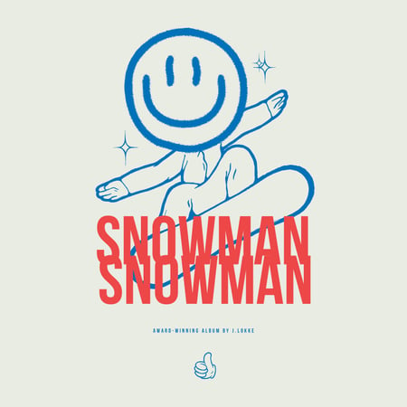 Snowboarder with Smiley face Album Cover Tasarım Şablonu