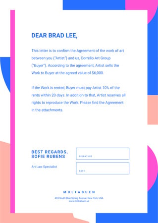 Professional Artist deal agreement Letterhead Design Template
