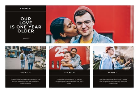 Happy Young Couple in City Storyboard Design Template