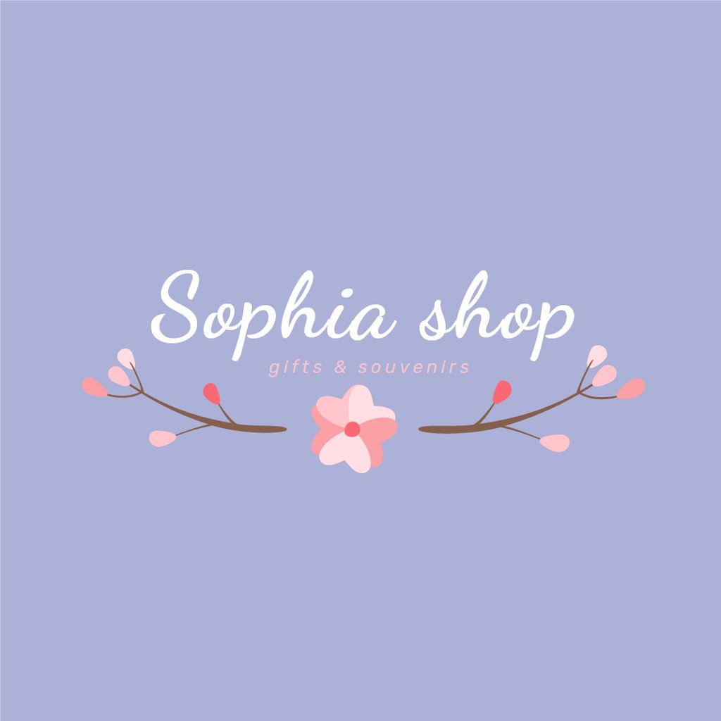Gift Shop Ad with Branches with Flowers Logo Modelo de Design
