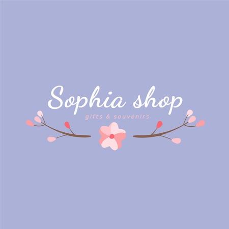 Gift Shop Ad with Branches with Flowers Logo – шаблон для дизайну