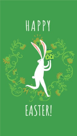 Happy Easter card with White Rabbit Instagram Video Story Design Template