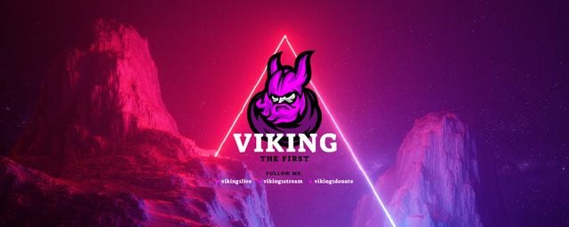 Viking illustration on Cosmic Rocks landscape Twitch Profile Banner Design Template