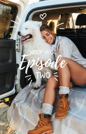 Woman and Dog Travel in Car IGTV Cover tervezősablon