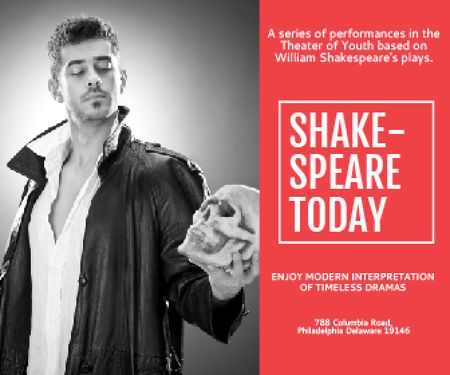 Plantilla de diseño de Shakespeare's performances in the Theater of Youth Large Rectangle 