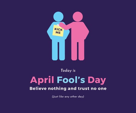 April Fools Day with people joking Facebook Modelo de Design