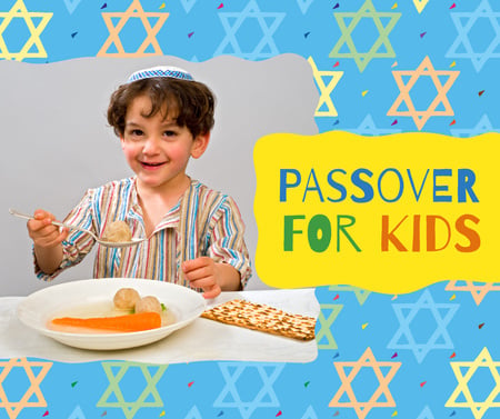 Ontwerpsjabloon van Facebook van Boy having Passover dinner