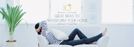 Real Estate Ad Woman Resting on Sofa Tumblr Design Template