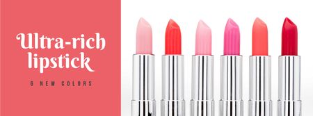 Designvorlage Beauty Store Lipsticks in Red für Facebook cover