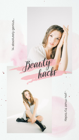 Young girl without makeup Instagram Story Design Template