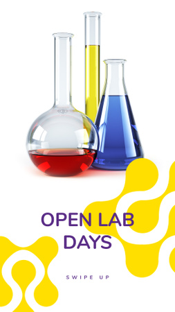 Designvorlage Laboratory Equipment Glass Flasks für Instagram Story