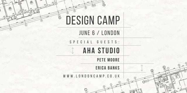 Design camp announcement on blueprint Image Design Template