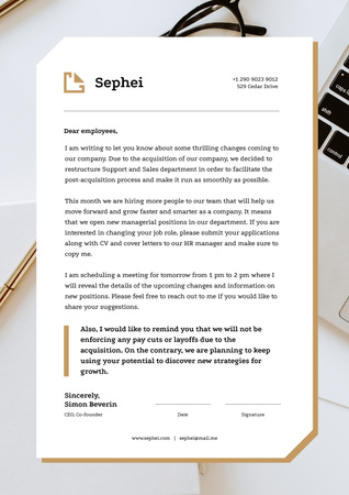 Business Company changes notification Letterhead Design Template