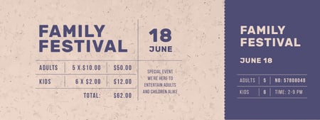 Family Festival Announcement Ticket tervezősablon