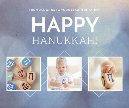 Plantilla de diseño de niño celebrando fiesta de hanukkah Facebook 
