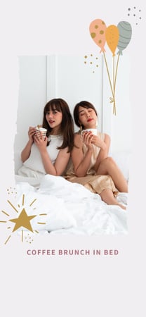 Ontwerpsjabloon van Snapchat Geofilter van Young Girls having Breakfast in bed