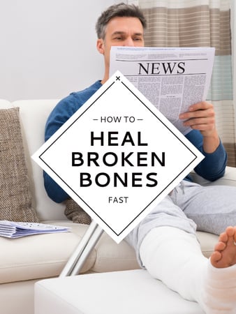 Man with Broken Leg reading Newspaper Poster US Šablona návrhu