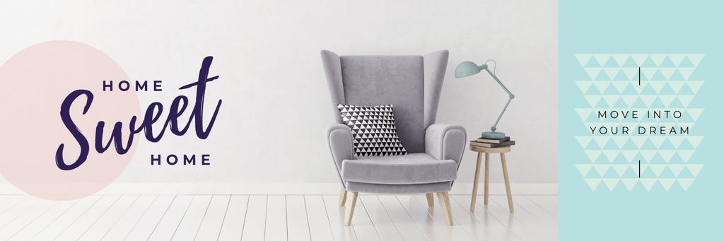 Dream Home with Cozy Interior Armchair Twitterデザインテンプレート
