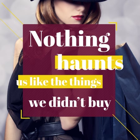 Shopping quote Stylish Woman in Hat Instagram AD Šablona návrhu