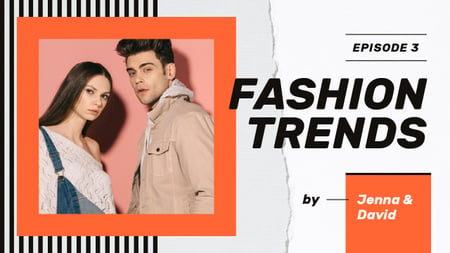Fashion Ad Couple in Casual Clothes Youtube Thumbnail Design Template