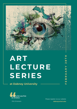 Art Lectures Invitation with Creative Eye Painting Poster Design Template
