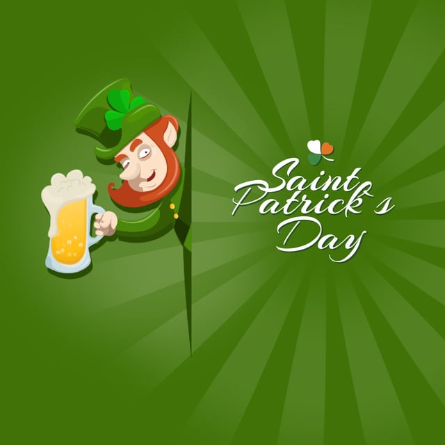 Ontwerpsjabloon van Animated Post van Saint Patrick's leprechaun drinker