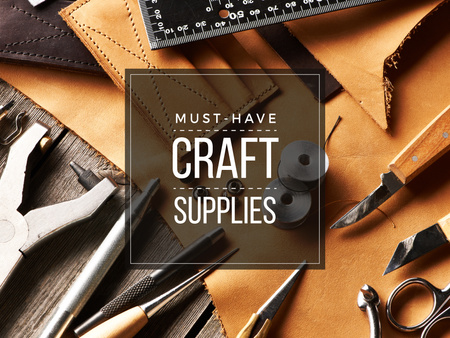 Craft Supplies Guide Leather Pieces and Tools Presentation – шаблон для дизайну