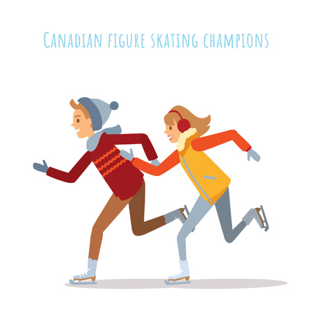 Woman and man skating on ice Animated Post Design Template