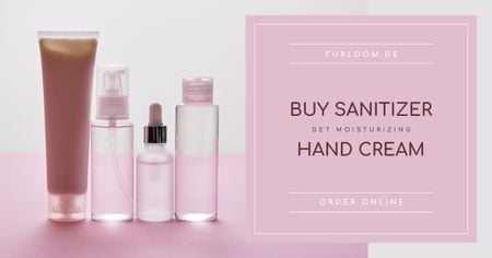 Plantilla de diseño de Sanitizer and Cream Special Offer in Pink Facebook AD 