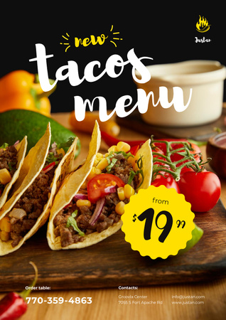 Mexican Menu Offer with Delicious Tacos Poster Modelo de Design