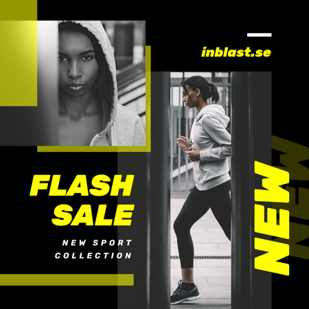 Продажа спортивного инвентаря Girl Running in City Instagram AD – шаблон для дизайна
