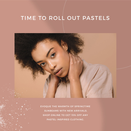 Pastel Clothing Offer with Tender Woman Instagram Design Template