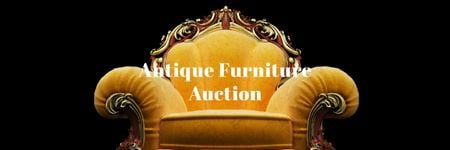 Antique Furniture Auction with Luxury Yellow Armchair Email header Πρότυπο σχεδίασης