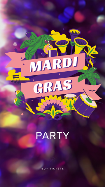 Mardi Gras Carnival Attributes Instagram Video Story – шаблон для дизайну