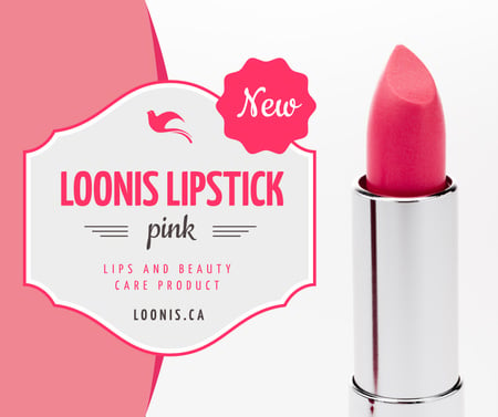 Cosmetics Promotion with Pink Lipstick Facebook Design Template