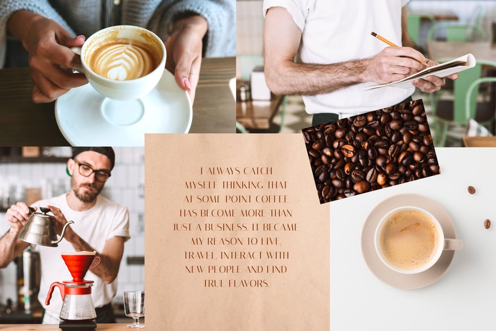 Barista Brewing Coffee Mood Board – шаблон для дизайна