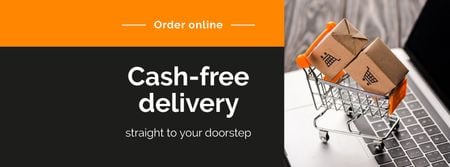 Cash-free delivery Service with cart Facebook cover Design Template