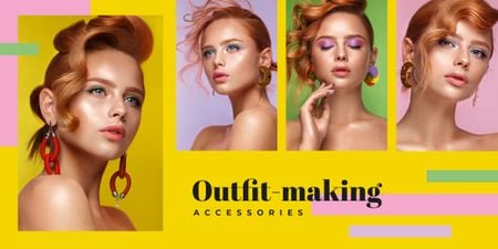 Young woman with fashionable accessories Image Design Template