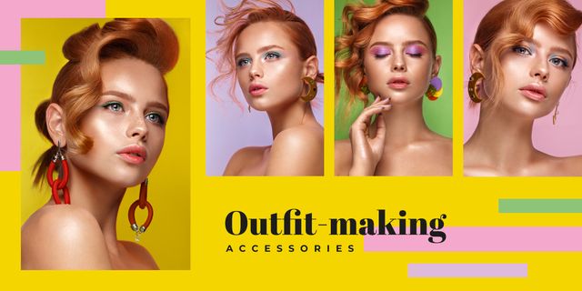 Designvorlage Young woman with fashionable makeup für Image
