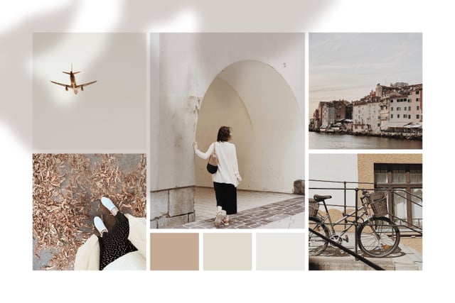 Travel Mood with old town views Mood Boardデザインテンプレート