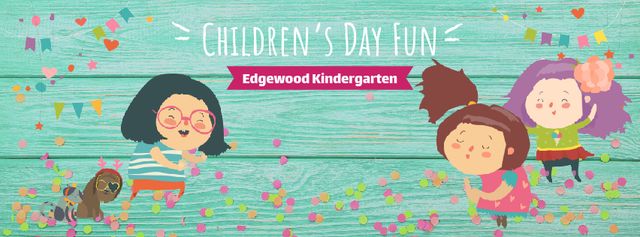 Children's Day Greeting Kids Dancing and Having Fun Facebook Video cover – шаблон для дизайна