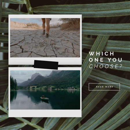 Snapshots with desert and scenic lake Animated Post Design Template