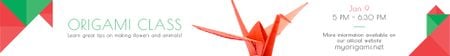Designvorlage Origami-Klassen-Einladung mit Kranich aus Papier in Rot für Leaderboard