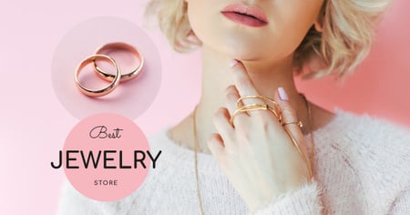 Jewelry Sale Woman in Precious Rings Facebook AD Design Template