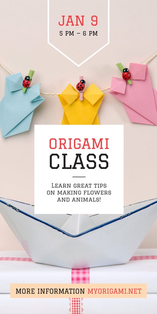 Plantilla de diseño de Origami Classes Invitation Paper Garland Graphic 