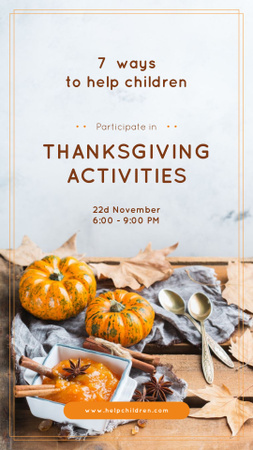 Thanksgiving Activities Ideas Pumpkins for Decoration Instagram Story Modelo de Design