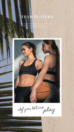 Designvorlage Sports Inspiration Women Playing Basketball für Instagram Video Story
