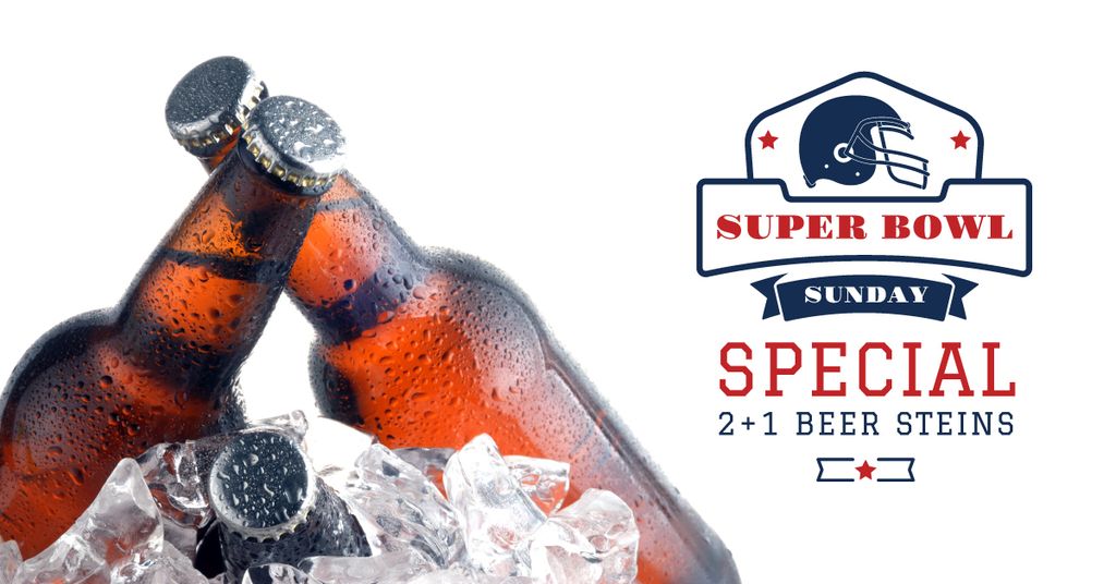 Ontwerpsjabloon van Facebook AD van Super Bowl Ad Beer bottles in Ice