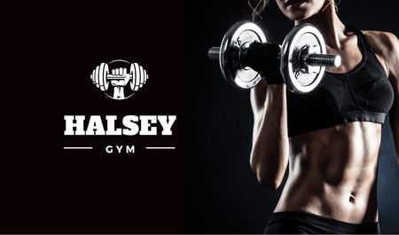 Template di design Gym Ad with Woman doing Workout Business card