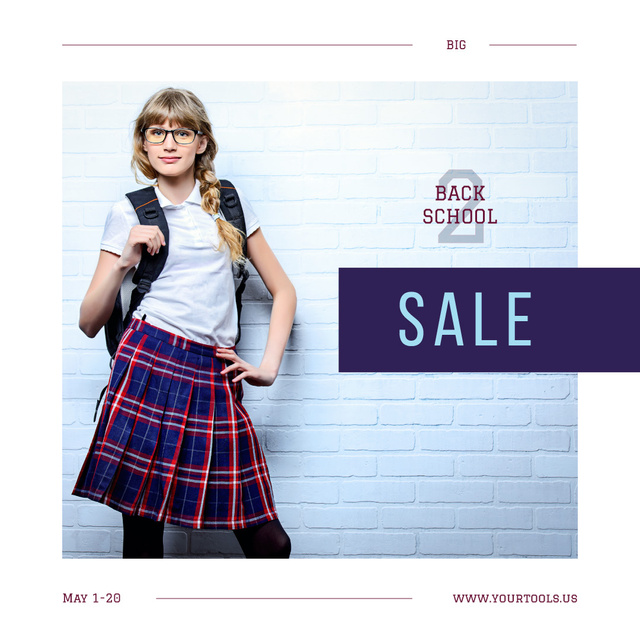 Modèle de visuel Back to School Sale Confident Female Student - Instagram AD